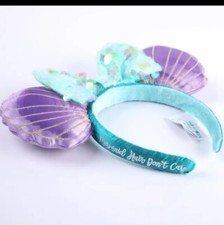 New Disney Parks Little Mermaid Ariel Minnie Mouse Sequin Bow Ears Headband WDW