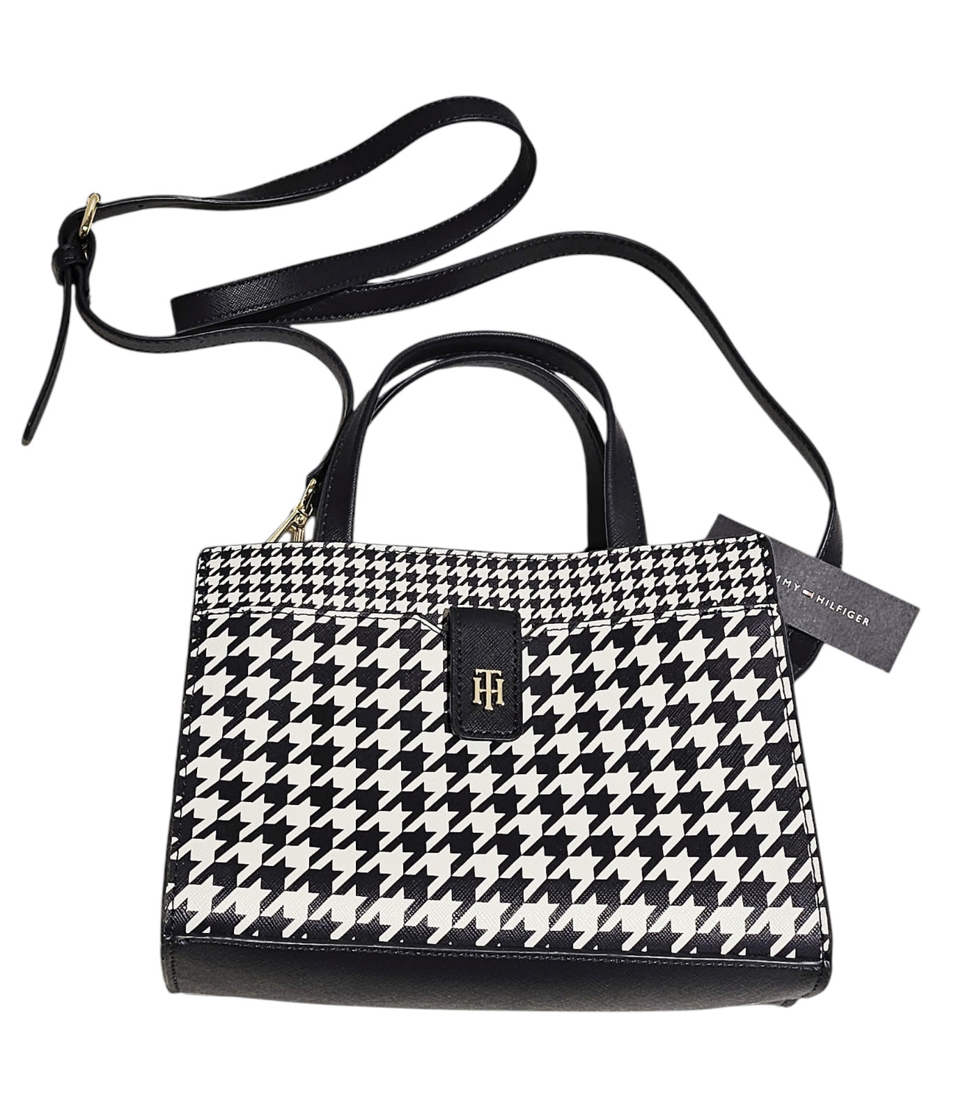 Tommy Hilfiger Women's TH Logo Crossbody Bag in White and Blue Plaid