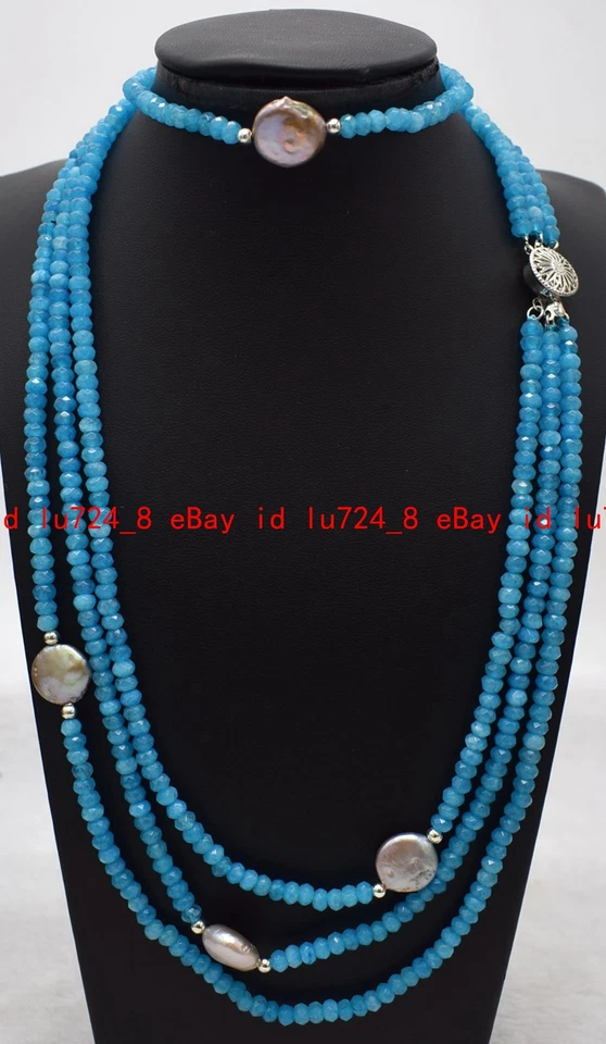 Juego de 3 filas facetadas 2x4 mm Rondelle topacio azul y púrpura moneda perlas collar pulsera Foto 2 de 4