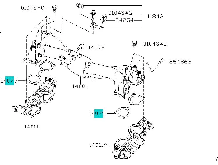 Подлинные прокладки верхнего впускного коллектора Subaru 2 TGV WRX STi Forester XT от оригинального производителя!! - Изображение 2 из 2