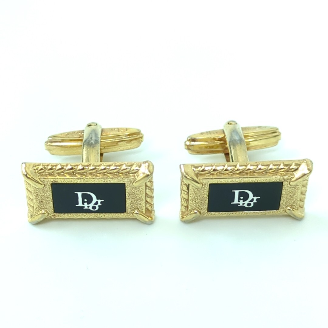 Dior Christian Cufflinks Logo Black Silver Gold Color Men's