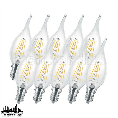 10er Pack E14 LED Filament Windstoßkerze C35 2W (= 25W) 2700K warmweiß Glühlampe