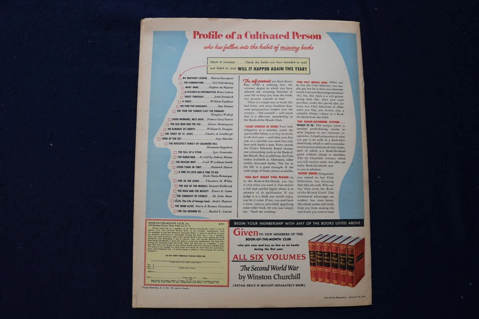 1955 JANUARY 22 THIS WEEK MAGAZINE - JANE RUSSELL MOVIE AD - E 22975 - Image 3 of 3