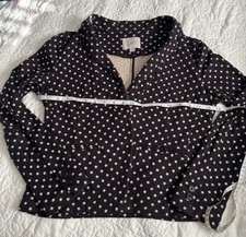 Ann Taylor Loft Black Cream Polka Dot Blazer Sz 4 Cotton