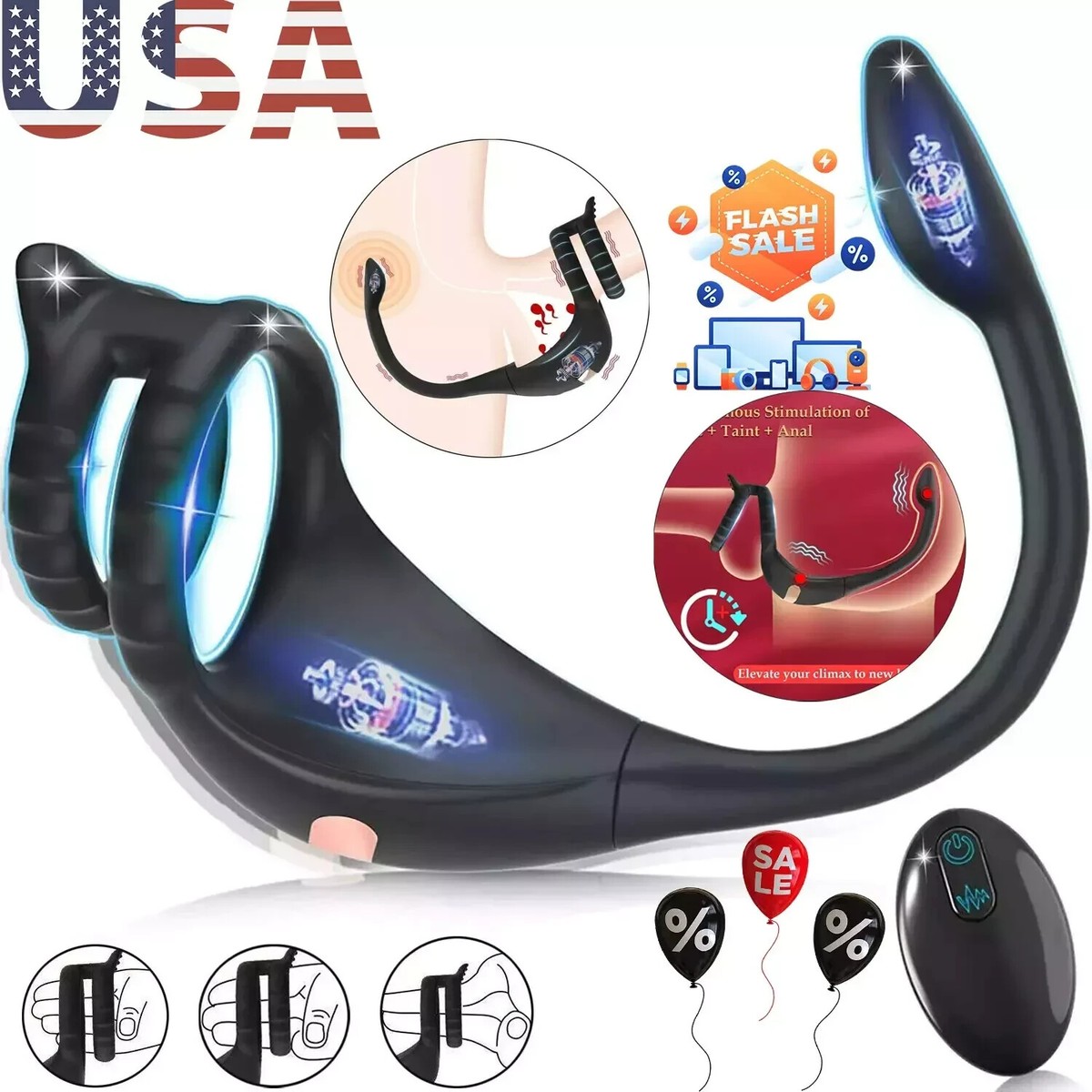 male bullet vibrator USB Powered 5 Bullet Penis Head Vibrator with Remote, 20 Function –  honeypleasures main image 1