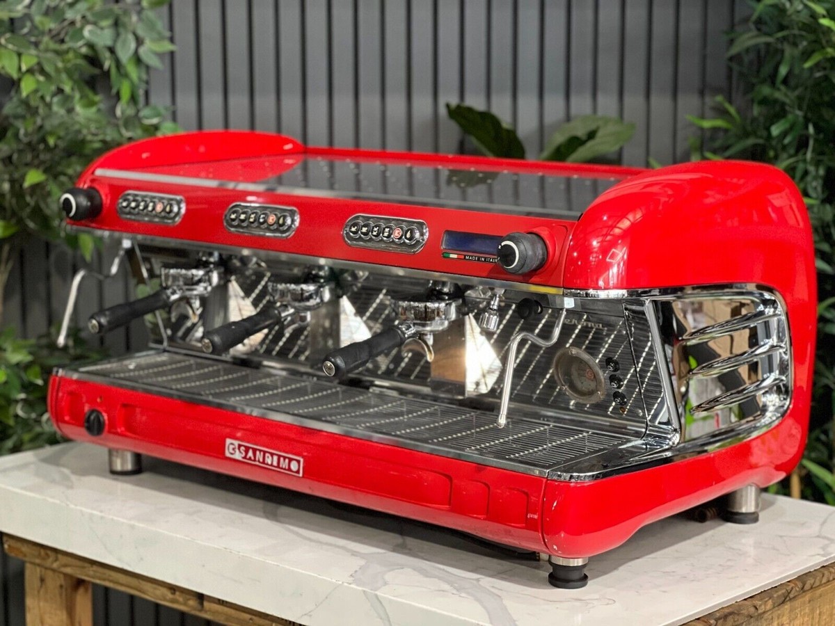 SAN REMO VERONA 3 GROUP ESPRESSO COFFEE MACHINE RED COFFEE MAKER