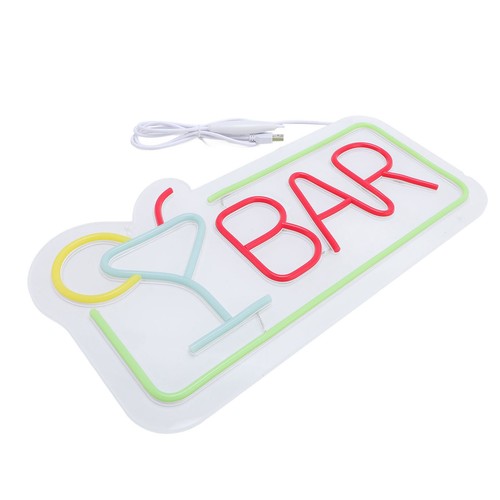 LED Neon Sign Red BAR Letter Soft Illumination USB Powered Wall Sign For Cafe - Picture 3 of 21