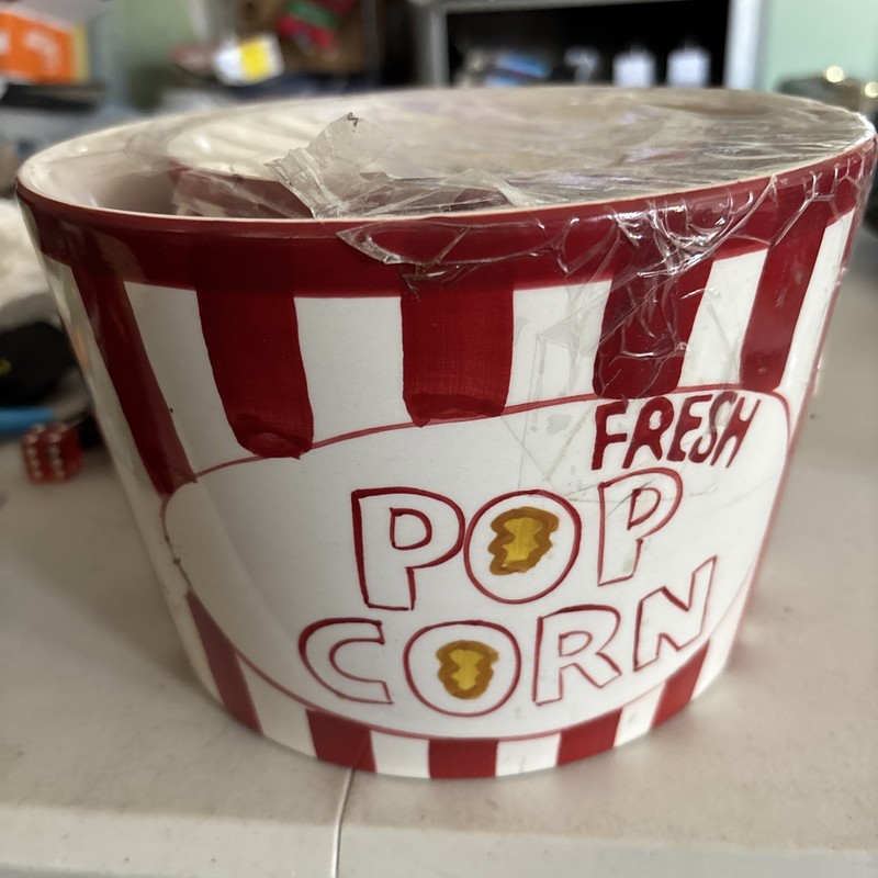 Everyday Entertaining 5-Piece Popcorn Serving Set Hand Painted Red White