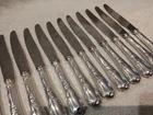 Vintage 1980 French silver-plated 12 dinner knives Christofle marly 24,6cm