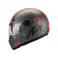 MT Jarama SV Full Face Scooter Motorcycle Helmet Papercut Matt Grey / Orange