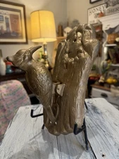 MCM Cast Iron Gold Painted Woodpecker Door Knocker 1970s