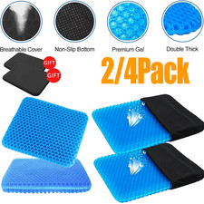 2/4Pack Honeycomb Gel Seat Cushion 15x12 Double Thick Non-Slip Cover Breathable