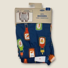 Old Navy Men’s Boxer Shorts 3.75” Inseam Hot Sauce Bottles Size Small M L XL