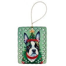 Caroline's Treasures Boston Terrier Christmas Porcelain Ornament DAC3386CO2