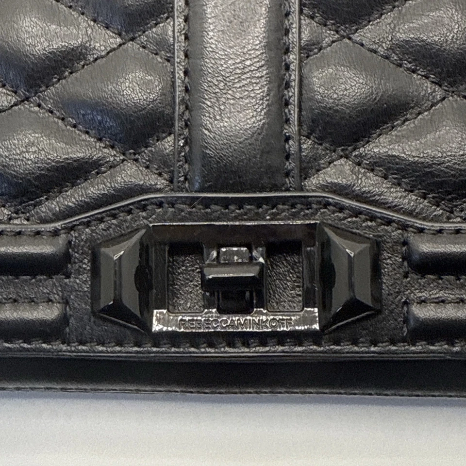 Bolso Bandolera REBECCA MINKOFF Cadena Negra Cuero Acolchado Amor Bolso sin asas de hombro Foto 2 de 4