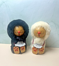 Vintage Soviet Bear Toy SET Figurine Wood Fur Leather Souvenir 4  