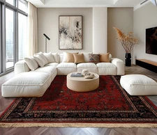 6'2''x9'1'' Hand Knotted Wool Burgundy Saroukk 200 KPSI Plush Pile Rug