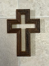 Rustic Wooden Cross Wall Decor 9  Hand Crafted Look Brown Farmhouse Christian