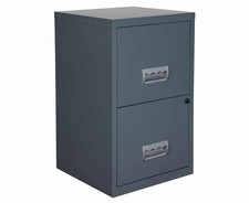Pierre Henry 2 Drawer Filing Cabinet Metal A4 Locking Grey Grade C