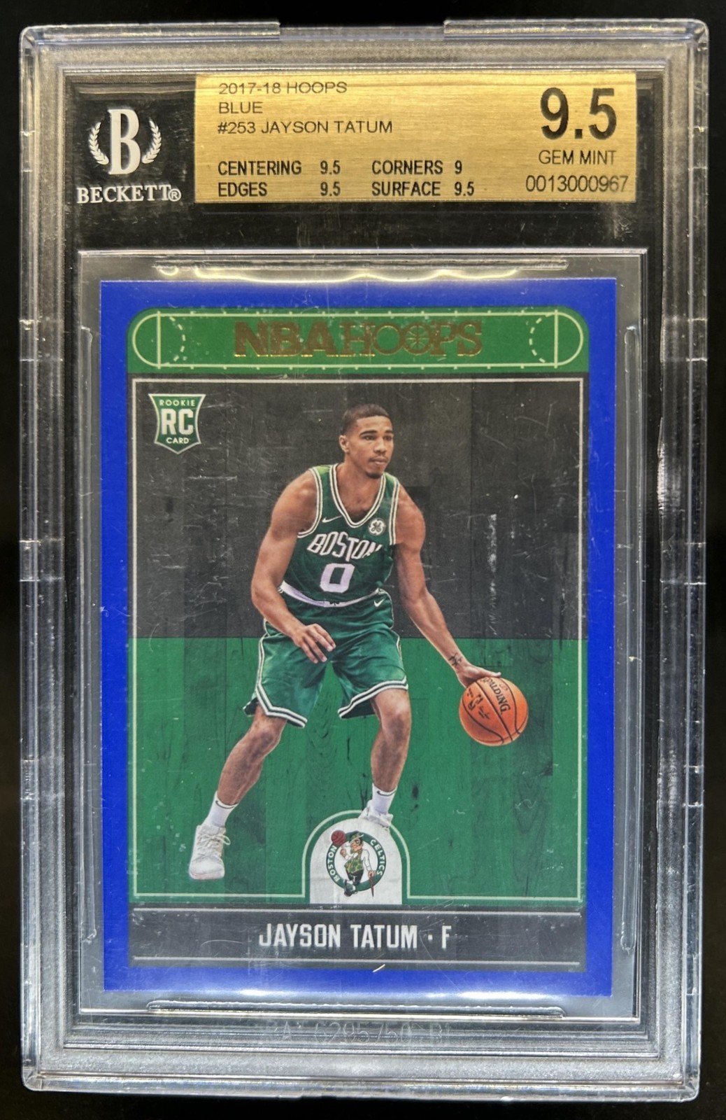2017-18 Panini Hoops Jayson Tatum Blue Rookie RC #253 Celtics BGS 9.5 GEM MINT