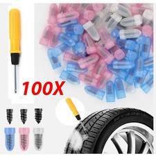 100PCS Tire Repair Screws Kit With Screwdriver 3 Sizes Rubber Plugs Flat Tires