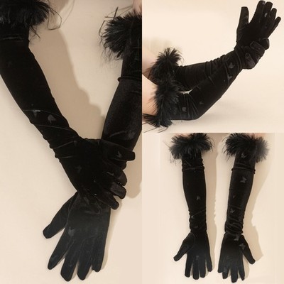 Velvet Gloves Women Party Gloves Long Length Sexy Gloves Night Club Hand Gloves