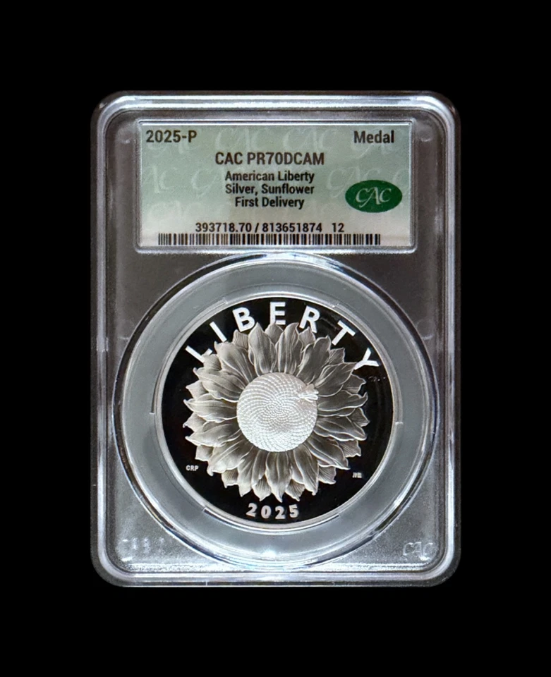 UNITED STATES. 2025, Medal, Silver - CAC PR70 - Top Pop🥇 Liberty Sunflower 1 - Image 2 of 4