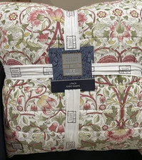 WILLIAM MORRIS Lodden Russet EURO PILLOWS Shams Set Pair Of 2 with Inserts NEW