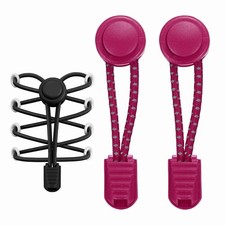 2Pcs Elastic Shoe Laces, No Tie Shoelaces for Adults, Reflective Dot Rose Red