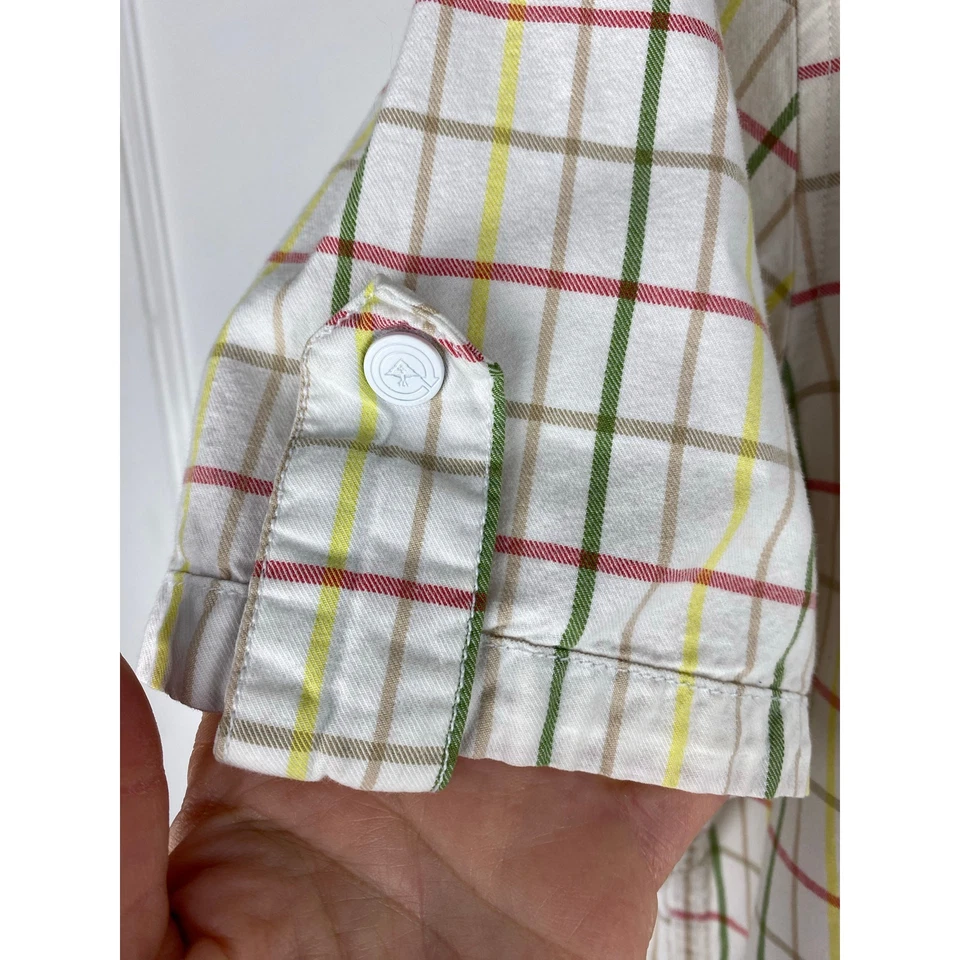 Camisa masculina LRG Lifted Research Group tecidos tamanho L xadrez creme botão para cima - Imagem 3 de 4