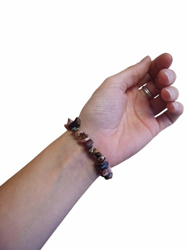 Rhodonit Chip Armband, Splitterarmband - Heilstein - Bild 5 von 6