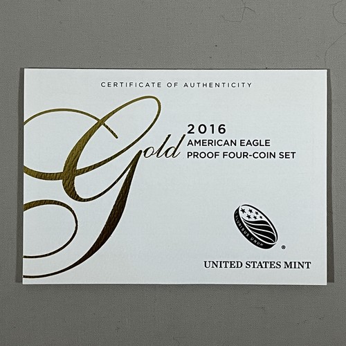 2016-W Gold American Eagle 4-coin PROOF Set COA - No Coins, COA Only!