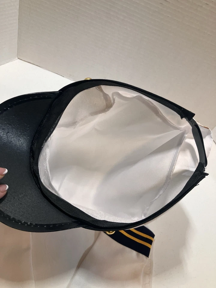 Chaleco marinero blanco y sombrero ajustable bordado para niños pequeños Foto 4 de 4