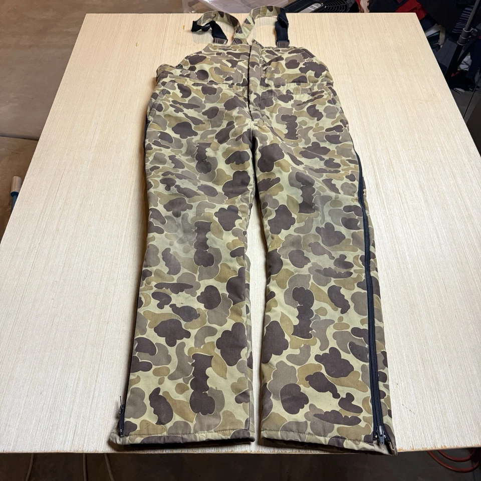 Vintage Cabelas Duck Frog Camo Bib Overalls Pants Mens L Frogskin Insulated - Image 2 of 4