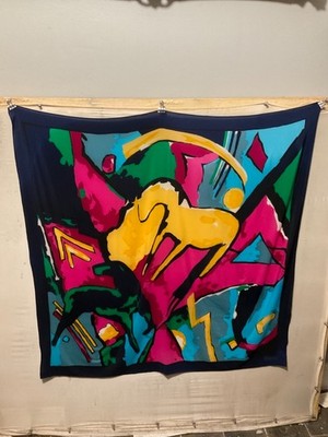 Codello Silk Scarf Abstract Geometric Print  34 square.  D2
