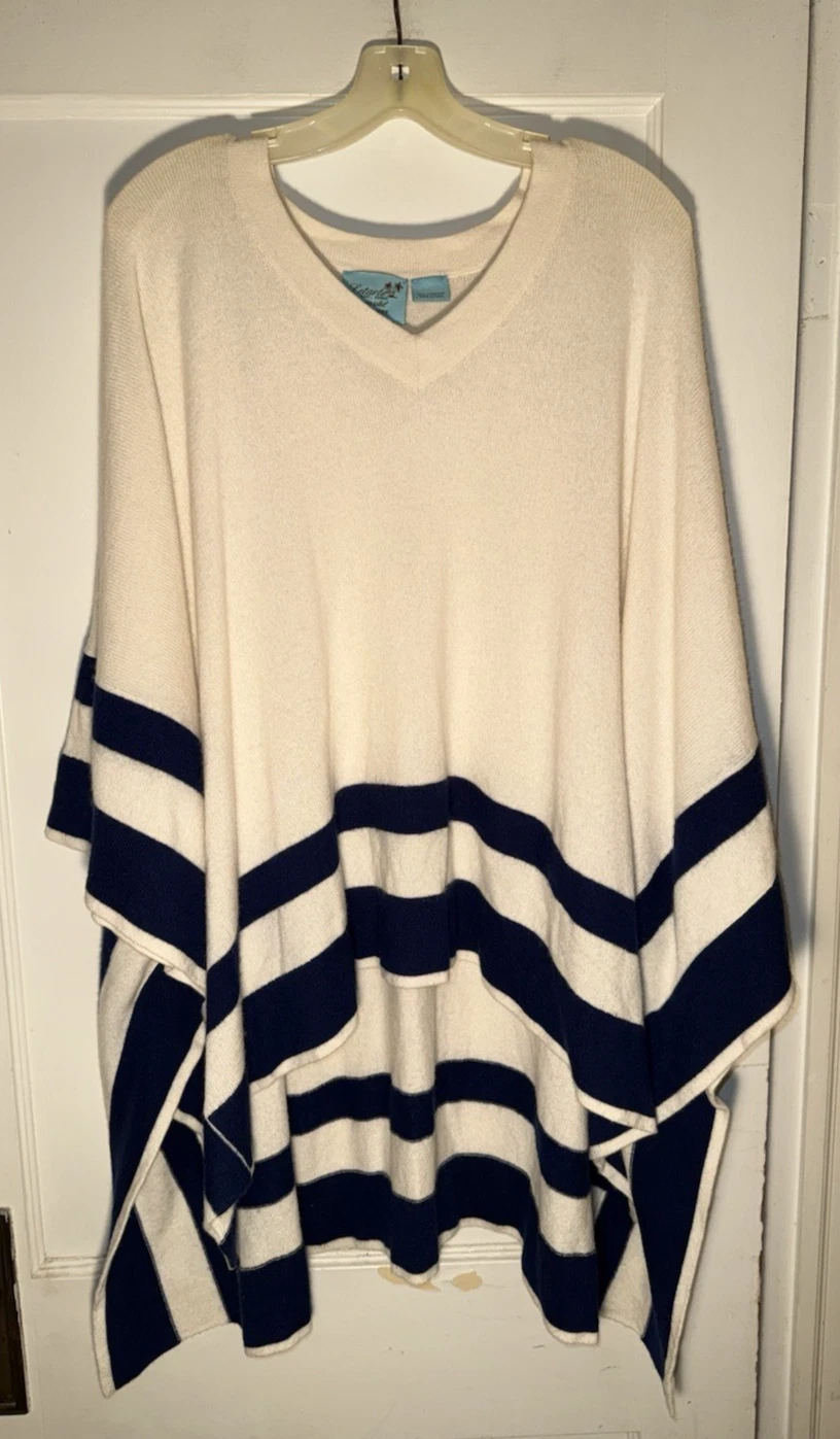 LeTarte Cashmere Poncho Ivory Blue O/S
Opens in a new window or tab