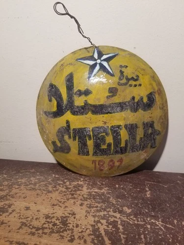 1897 Stella Beer Vintage metal sign Arabic English Stella Beer Sign 8.5 inches