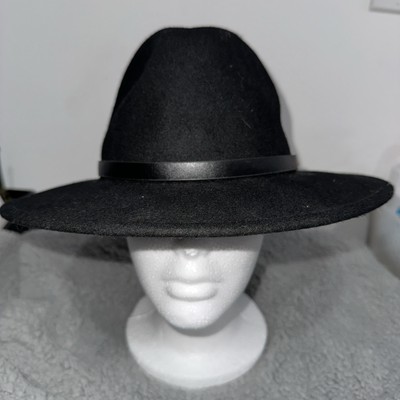 Free People Wythe Leather Band Felt Hat One Size Black  display picture 3