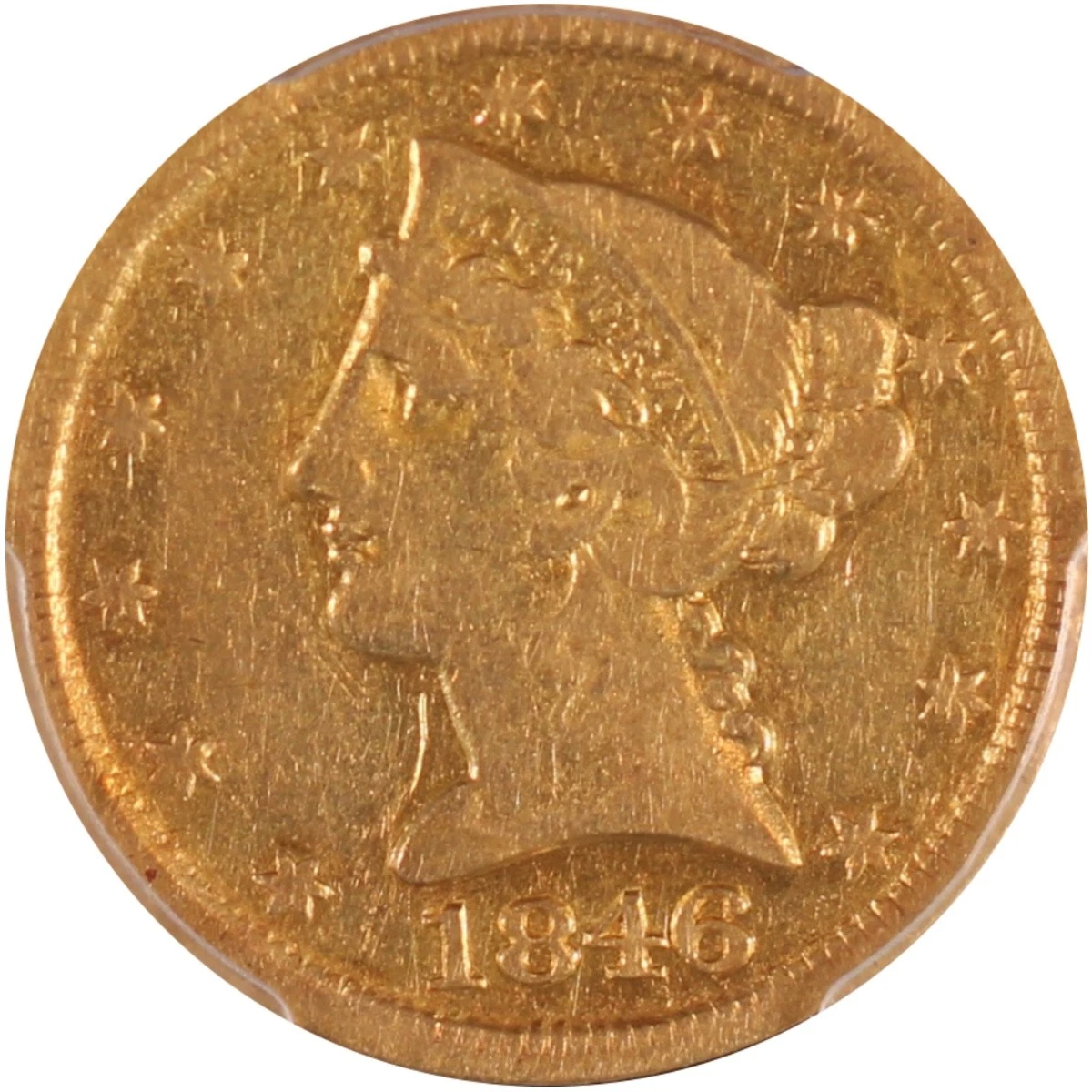 1846-D/D $5 Overmintmark Liberty Head Half Eagle PCGS VF30