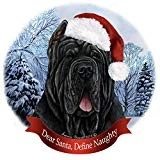Holiday Pet Gifts Neapolitan Mastiff Black Cropped Santa Hat Porcelain Ornament