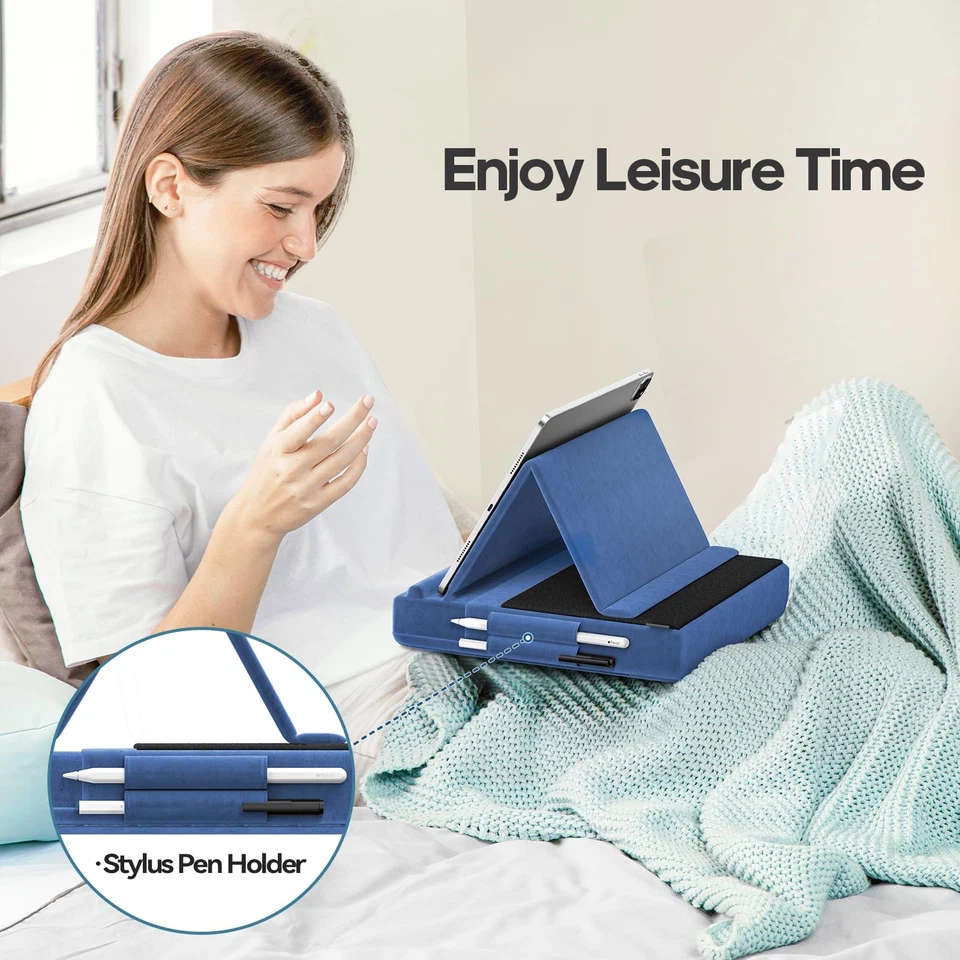 Tablet Pillow Stand, Multi-Angle Viewing Ipad Holder for Lap, Bed and Desk, F... - Image 3 of 4