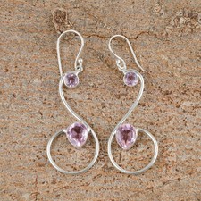 Pear Natural Morganite 925 Sterling Silver Wife Dangle Drop New Earrings Jewelry