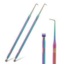 Lash Lift Perm Tool Kit 2 PCS Stainless Steel Tint Rods Metal Dual End Comb