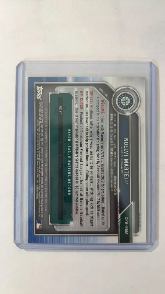 2019 Bowman Chrome Noelvi Marte Auto Purple Refractor 1st #'d/250 Reds - Image 2 of 2