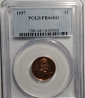 1957 Lincoln Wheat Small Cent Bronze Coin Philadelphia Proof PCGS PR66RD
