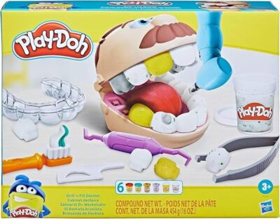 Play-Doh Zahnarzt Dr. Wackelzahn Spielzeugset mit 8 x 56g Becher und 10