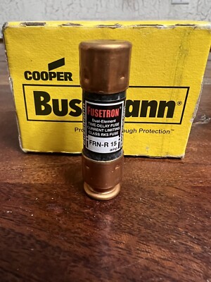 9- Bussmann Fusetron FRN-R-15 Amp Dual Element Time Delay 250VAC 125Vdc ...