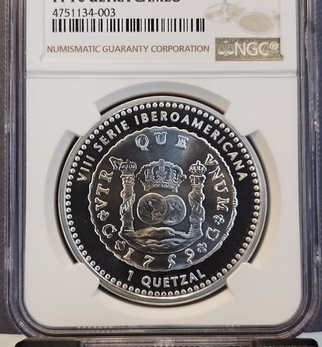 2010 GUATEMALA SILVER 1 QUETZAL PILLAR DESIGN NGC PF 70 ULTRA CAMEO RARE POP 1 - Picture 3 of 3