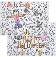 Color Your Own Placemats Halloween 22 PC Double Sided