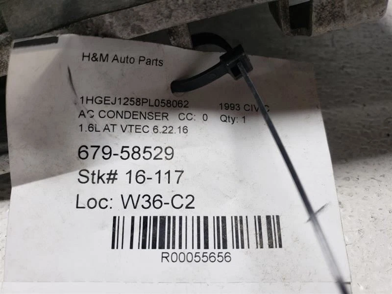 Honda Civic 1992 1993 condensador de aire acondicionado OEM 80110SR1A22 Foto 4 de 4